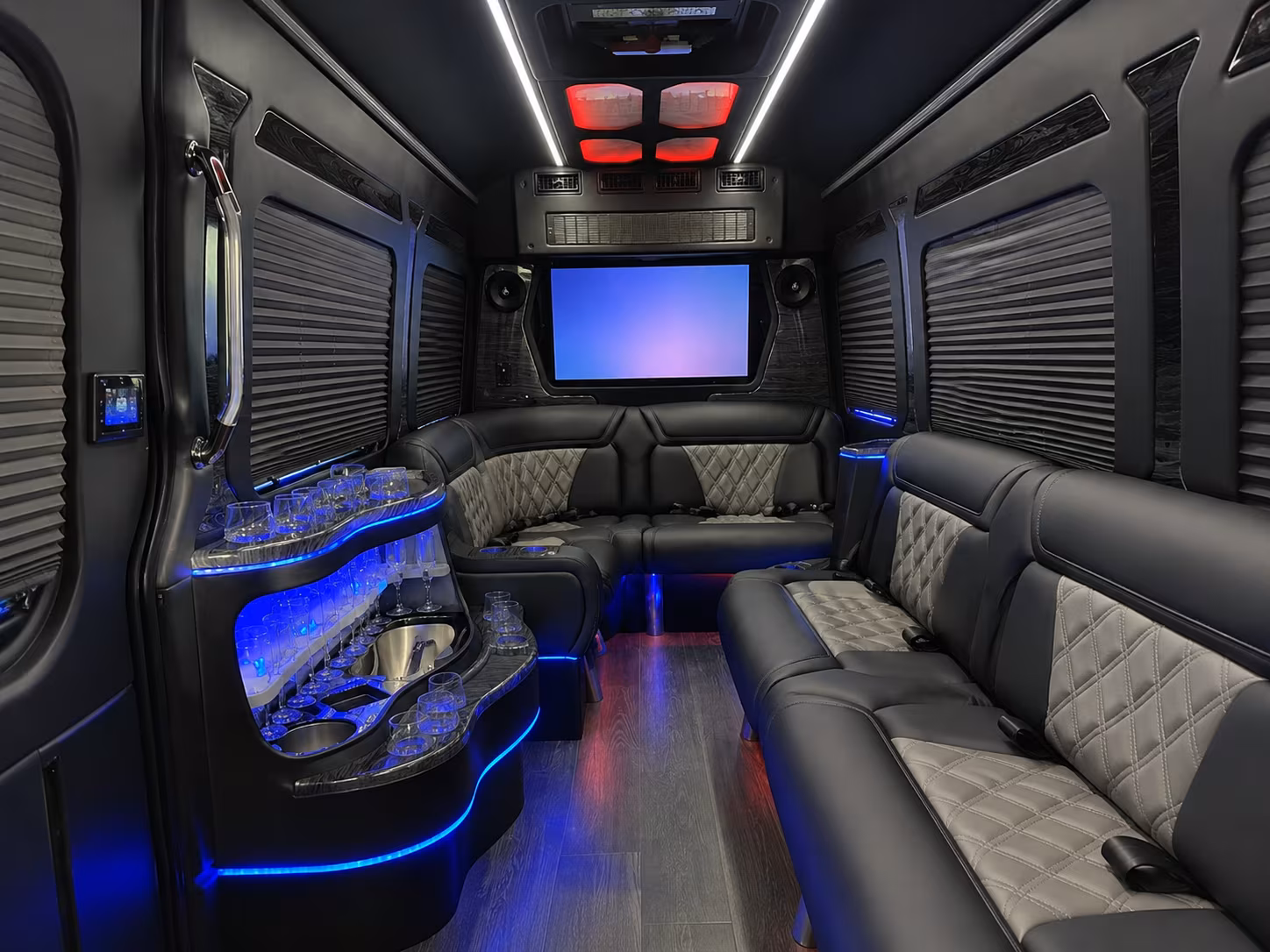 syracuse 25 passenger party bus inside