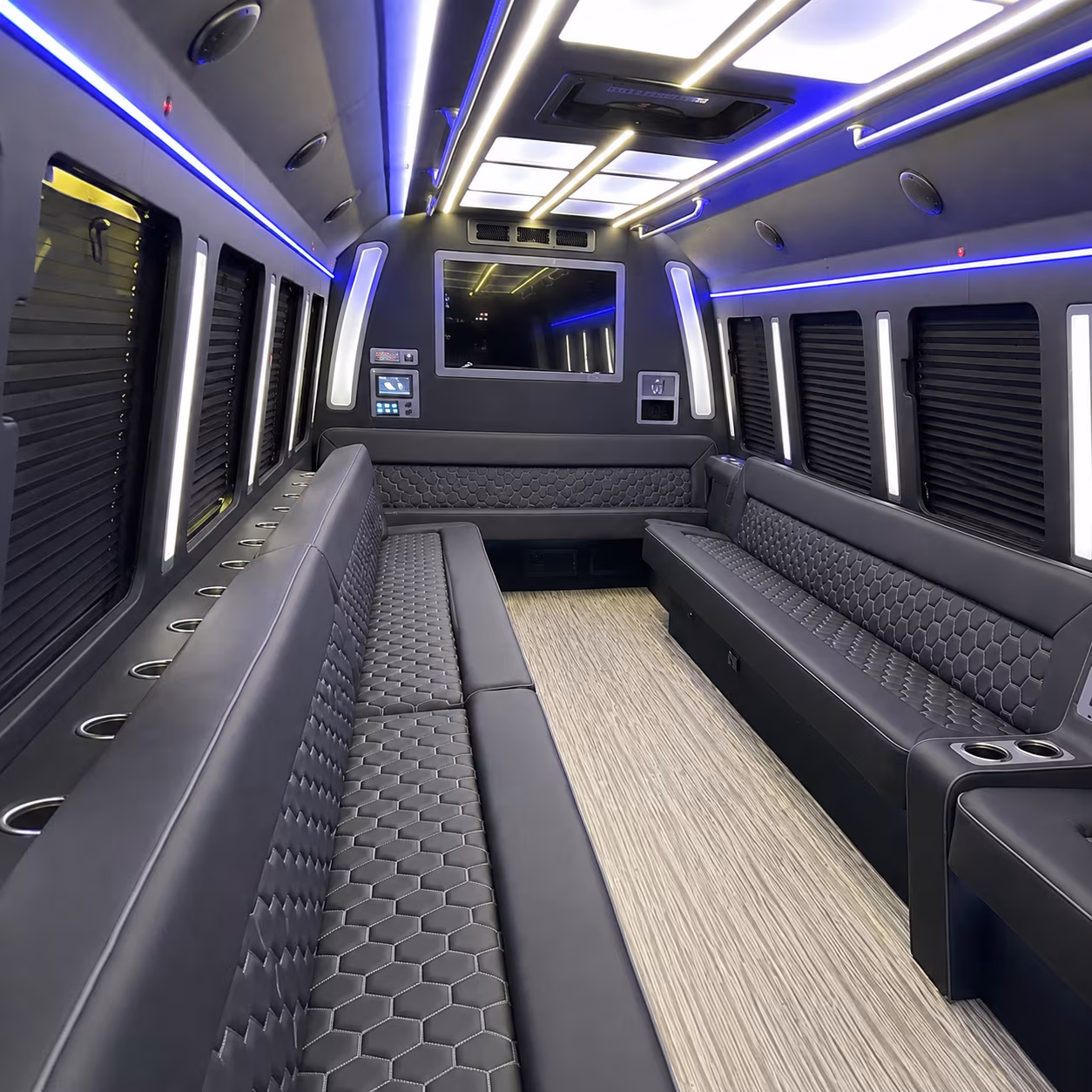 syracuse 40 passenger party bus inside