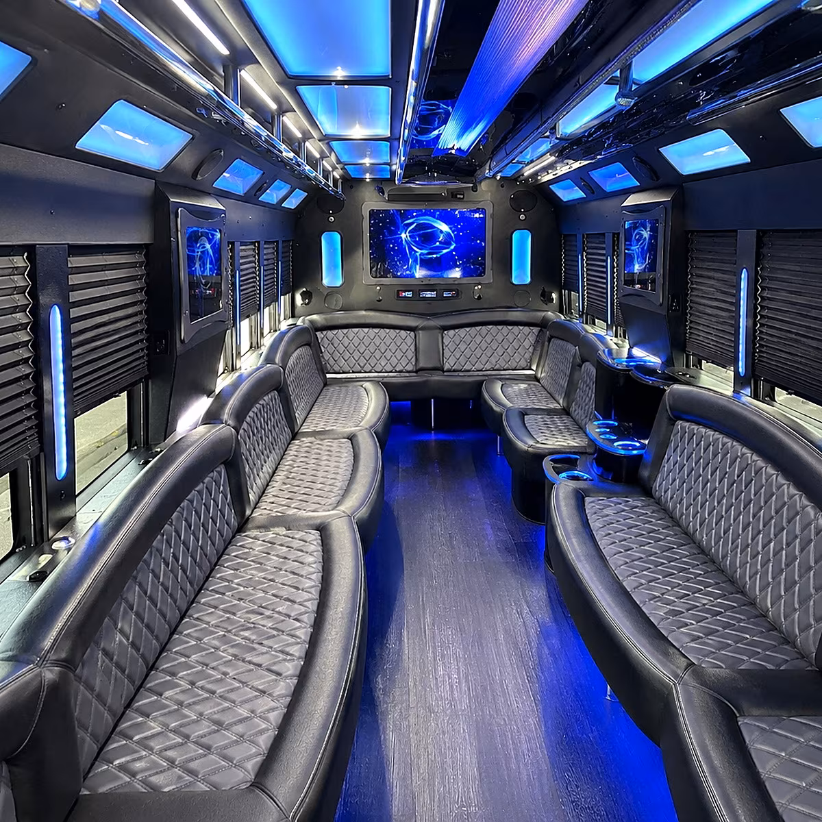syracuse 50 passenger party bus interior